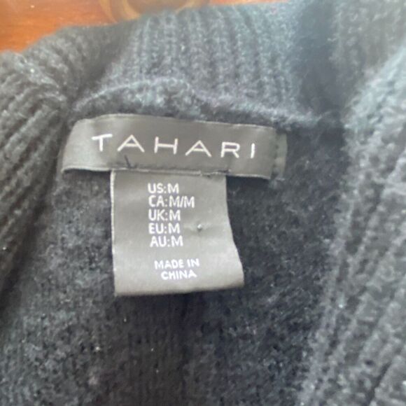 Tahari Extra Fine Merino Wool Open Front Cardigan Sweater Backseam Soft Size M - Picture 3 of 5